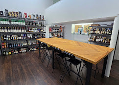 Tasting table in the Zio Whisky shop in Bolzano