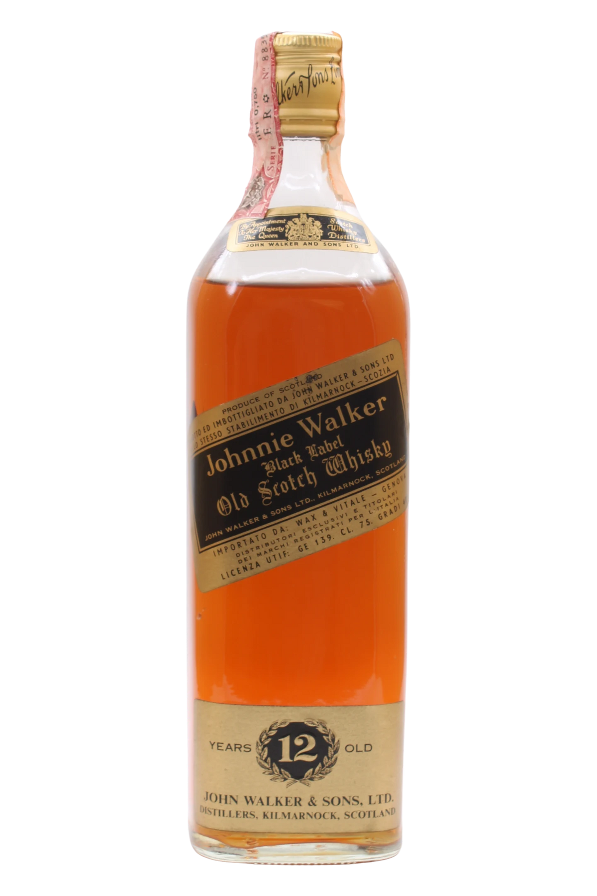 Bottiglia di Johnnie Walker Black Label 12 anni importazione Wax & Vitale