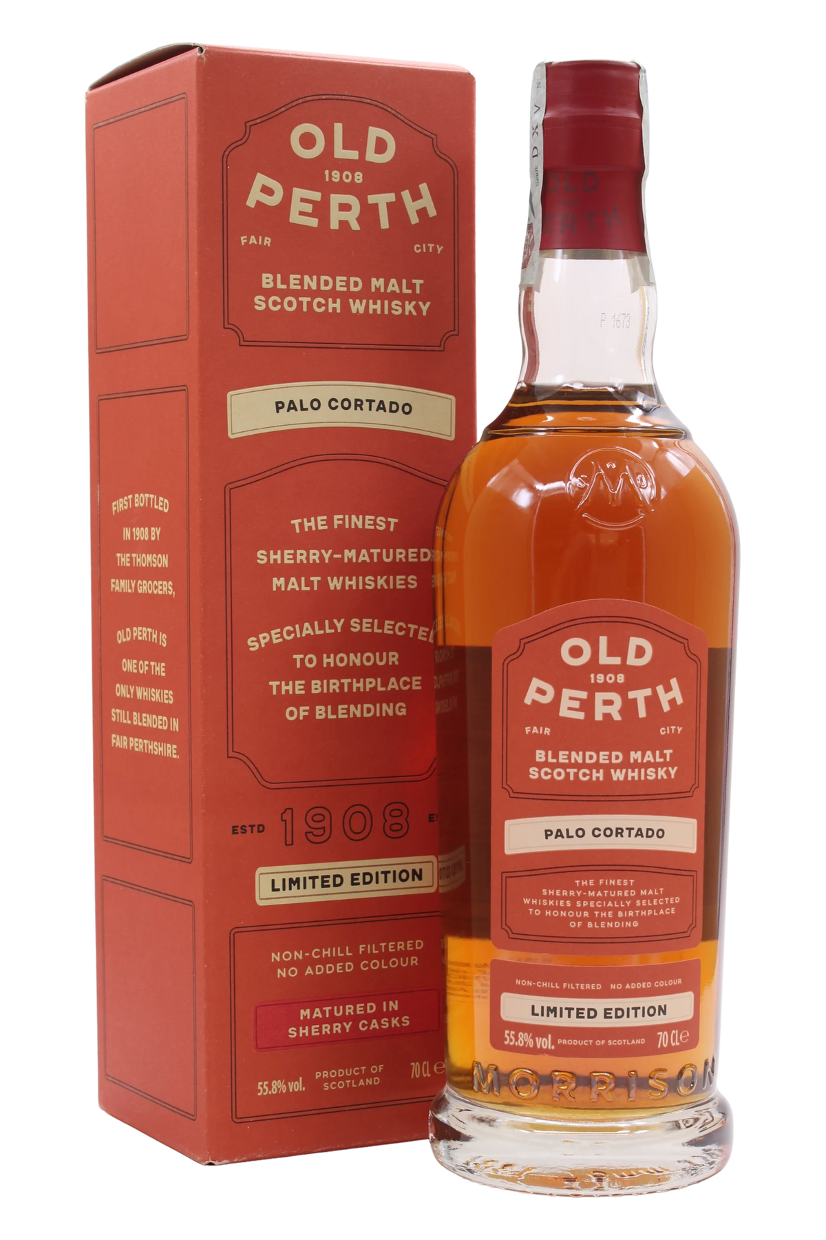 Bottiglia di Old Perth Palo Cortado Limited Edition con astuccio