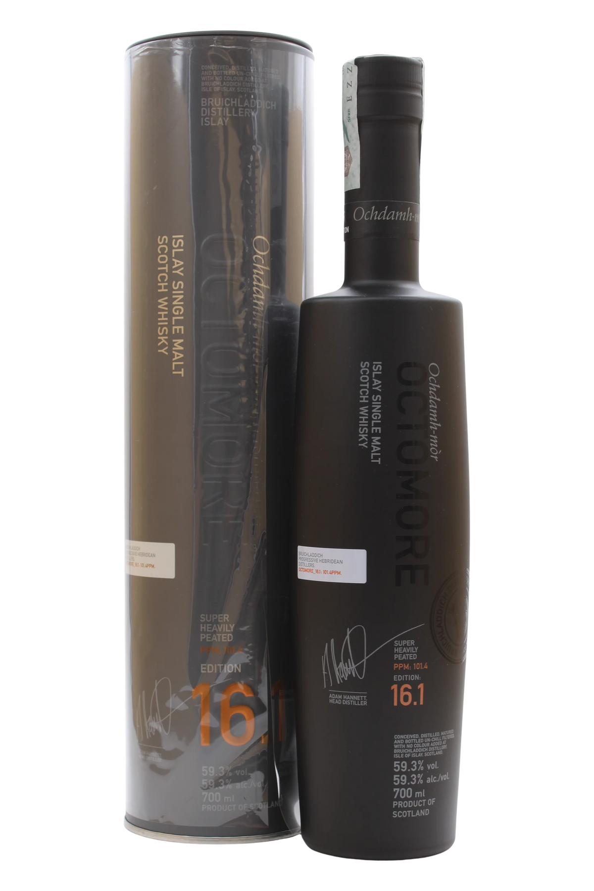 Bottiglia di Octomore Edition 16.1 con astuccio metallico