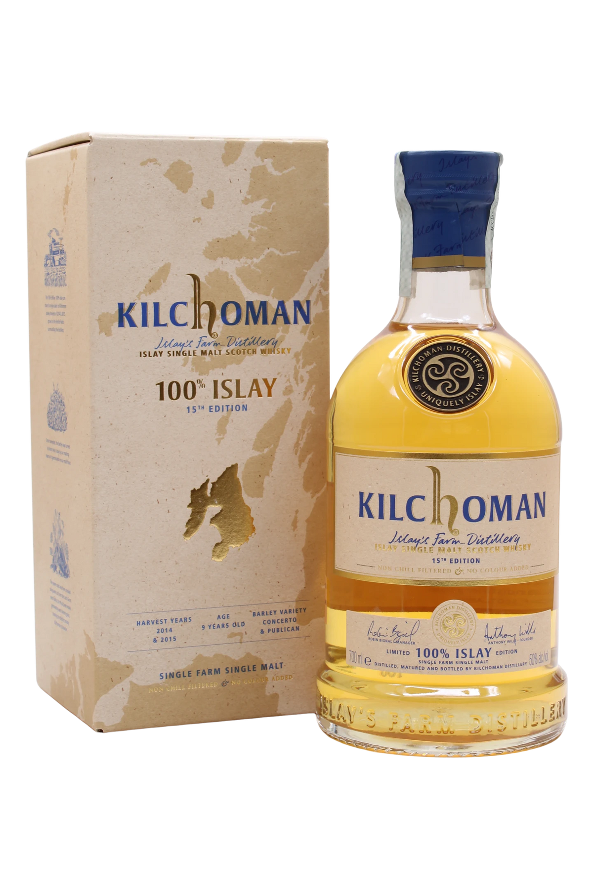 Bottiglia di Kilchoman 9 anni 100% Islay 15th Edition con astuccio