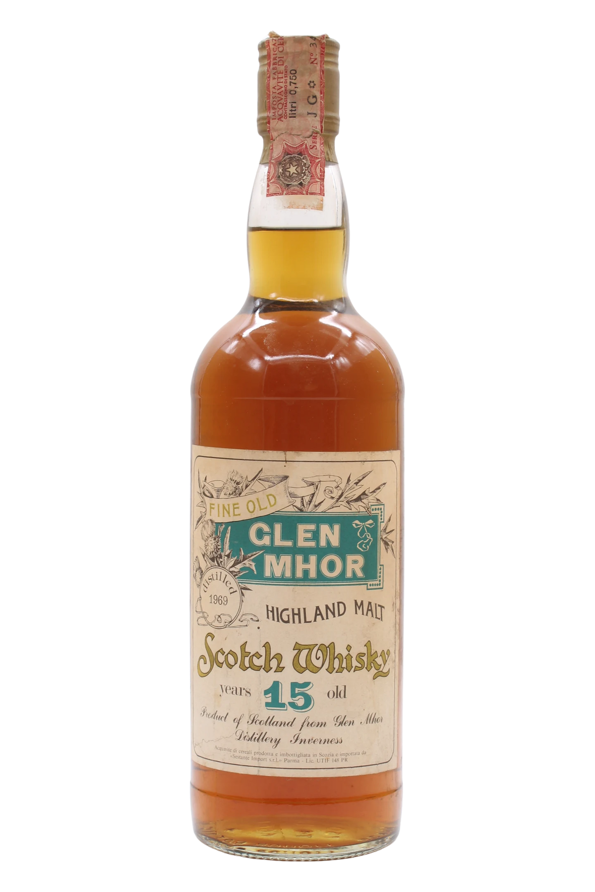 Bottiglia di Glen Mhor 15 anni 1969 Fine Old Highland Malt importata da Sestante