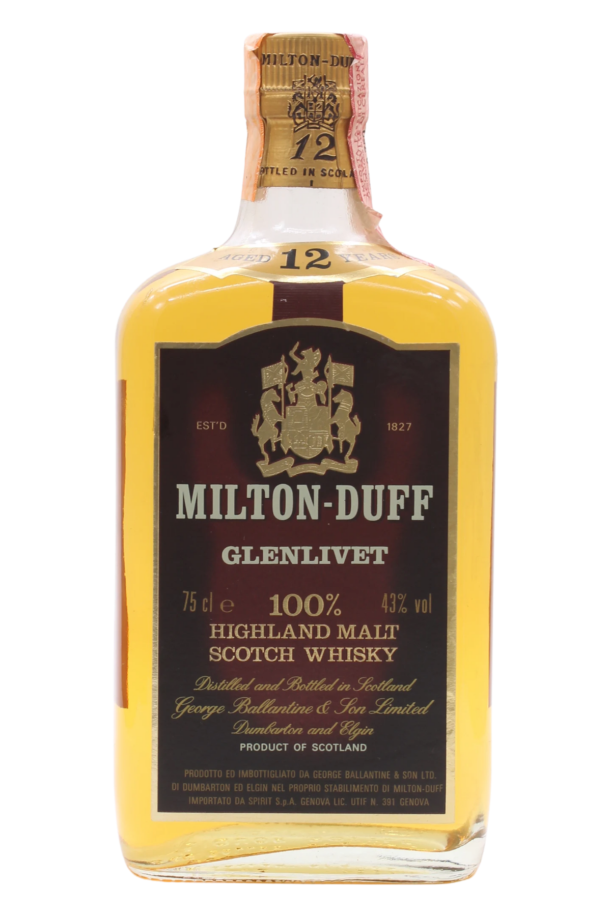 Bottiglia di Milton-Duff Glenlivet 12 anni di George Ballantine & Son