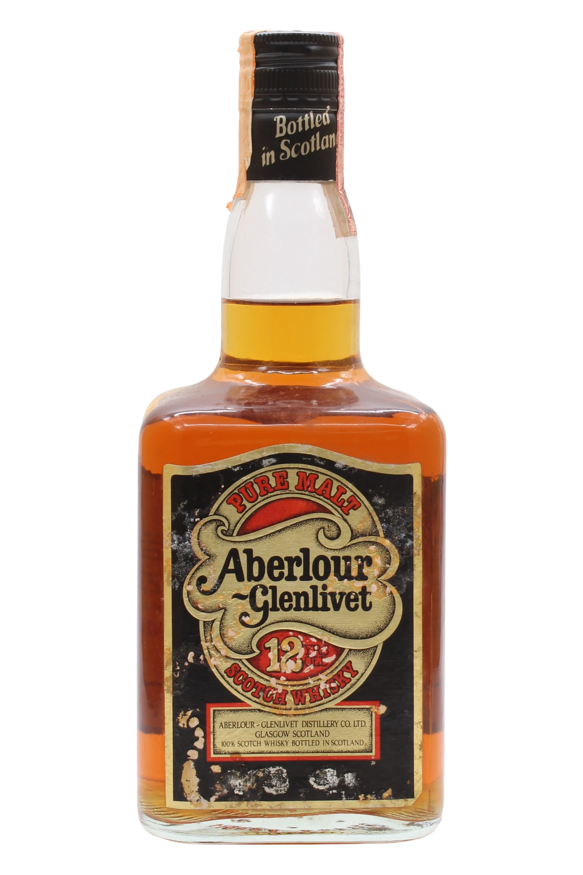 Bottiglia di Aberlour-Glenlivet 12 anni Pure Malt con capsula Bottled in Scotland